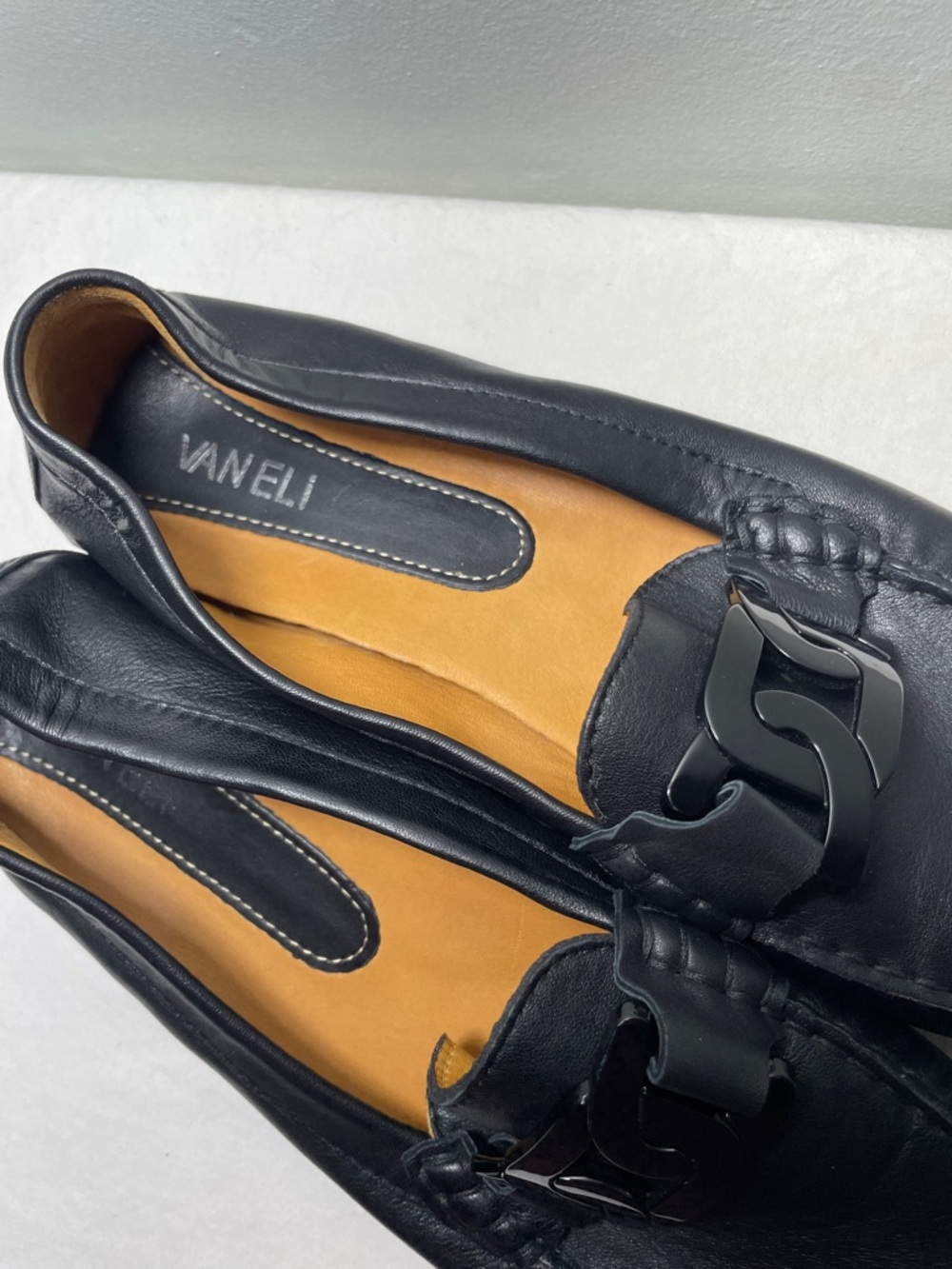 Van Eli Aiker Black Leather Driving Loafer Moccasins 11 W - Picture 10 of 12